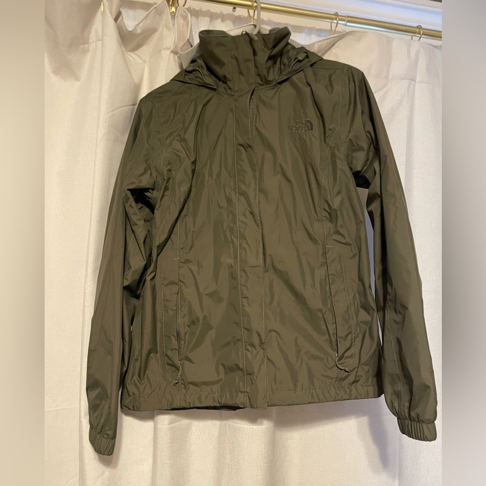 North Face Raincoat | Medium, Olive Green